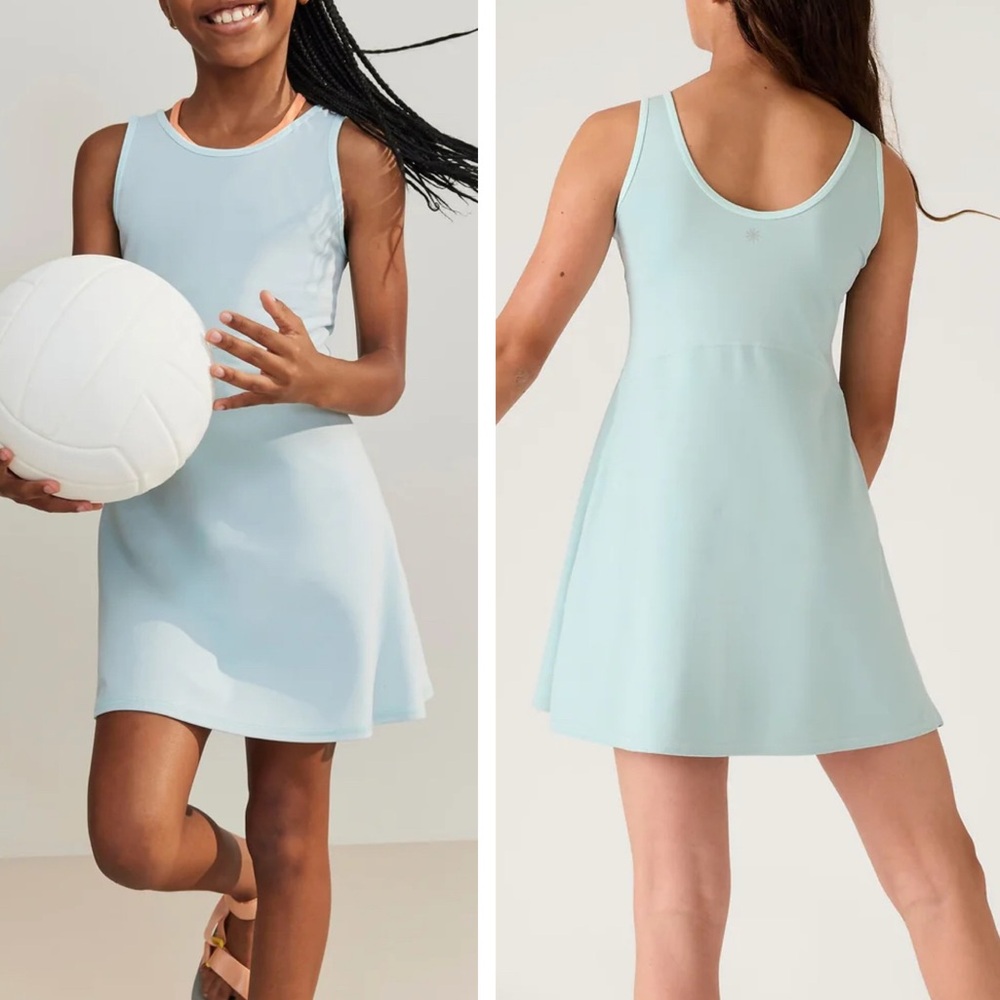 Athleta Girl Chit Chat Dress With Built In Shorts Light Blue Sleeveless Dress L
